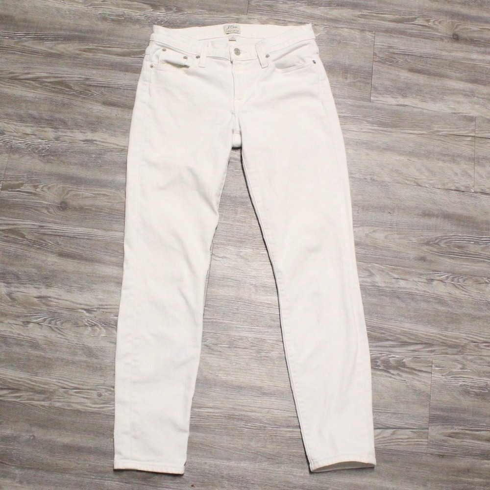 J.Crew Jeans Toothpick Skinny Women's 27 White Mid Rise Stretch Denim *Flaw
